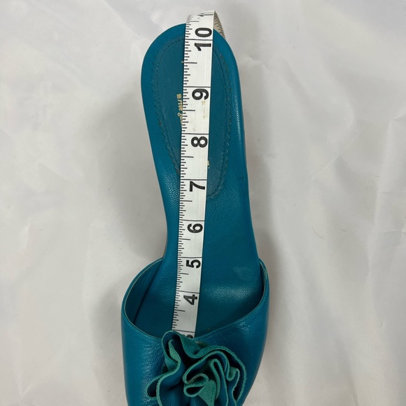 Turquoise YSL 39 open toe pumps - Picture 6 of 6